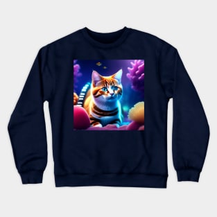 AquaNaut Cat in A Coral Reef Crewneck Sweatshirt